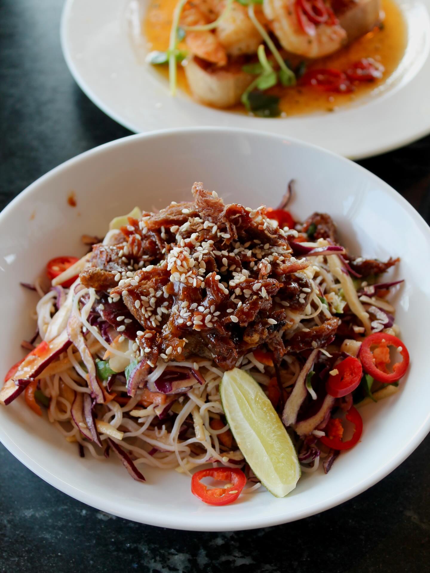 Noodle salad, styled food photography